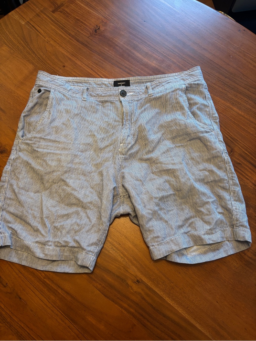 Superdry Light Blue Striped Flat Front Men’s Shorts